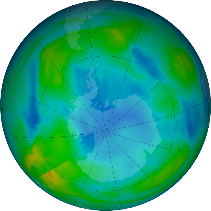 Antarctic ozone map for 01 July 2022